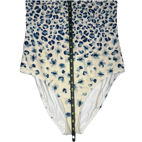 TORY BURCH Bandeau Strapless One Piece Swimsuit Blue Designer Resort Vacation M - Picture 7 of 10